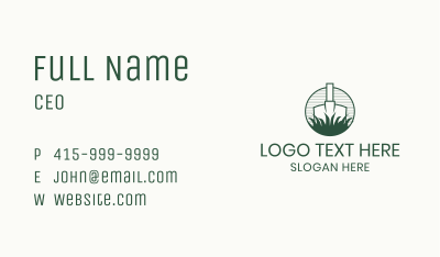 Minimalist Shovel Grass Business Card Image Preview