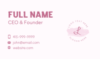 Pink Round Script Letter Business Card Preview