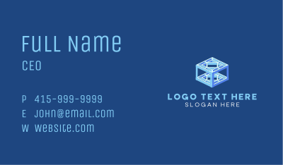 Blue Isometric Cube Business Card Image Preview