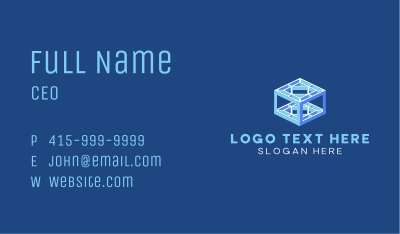 Blue Isometric Cube Business Card