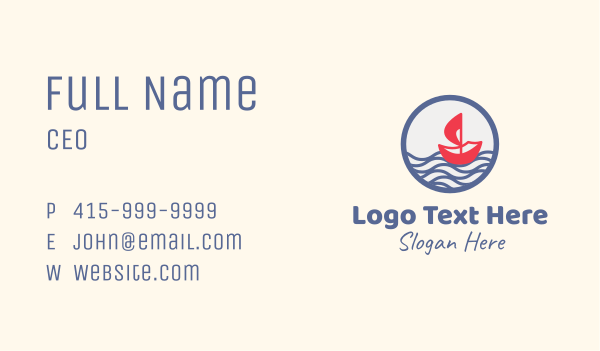 Sailing Boat Waves  Business Card Design Image Preview