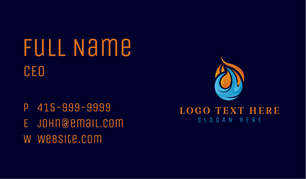 Fire & Water  Air Conditioning  Business Card Design Image Preview