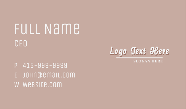 Stylish Script Business Wordmark Business Card Design