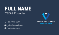 Blue Arrow Letter V Business Card Image Preview