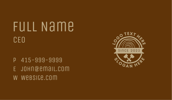 Brown Mallet Woodwork Business Card Design Image Preview