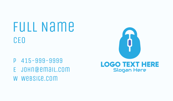 Blue Mouse Lock Business Card Design Image Preview