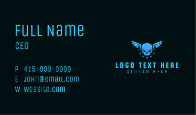 Blue Skull Wing Business Card Image Preview