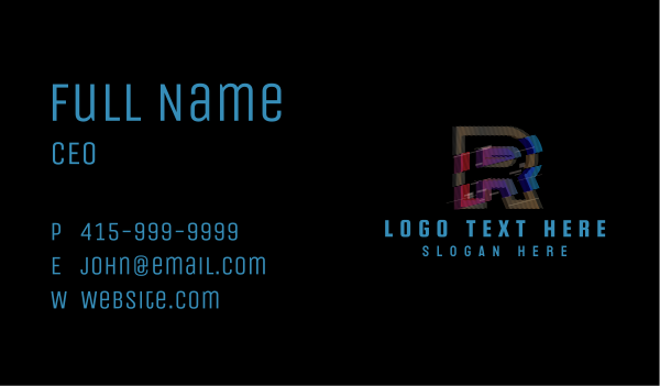 Gradient Glitch Letter R Business Card Design Image Preview