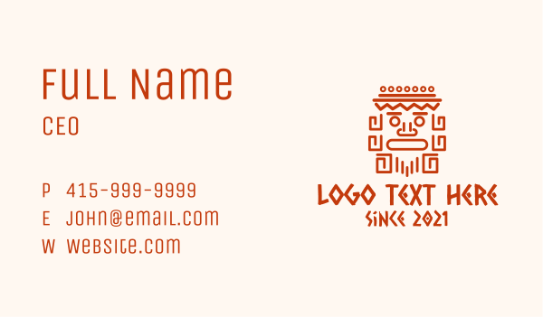 Aztec Head Statue Business Card Design Image Preview