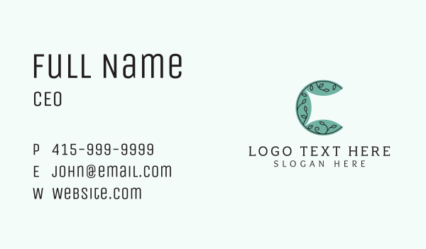 Green Vine Letter C Business Card Design Image Preview