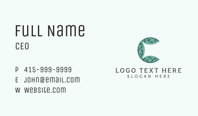 Green Vine Letter C Business Card Image Preview