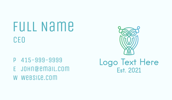 Gradient Owl Outline  Business Card Design Image Preview