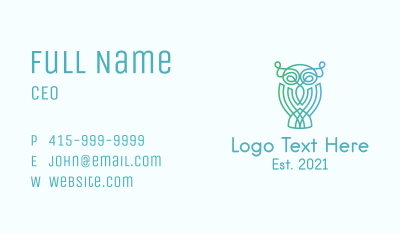 Gradient Owl Outline  Business Card