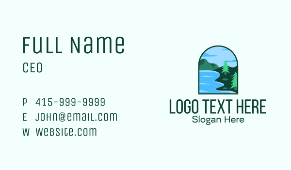 Pine Forest Lake Badge Business Card Design