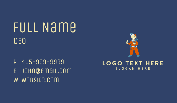 Handyman Wrench Mascot Business Card Design Image Preview