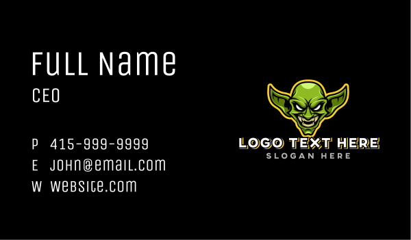 Goblin Orc Gaming Business Card Design Image Preview