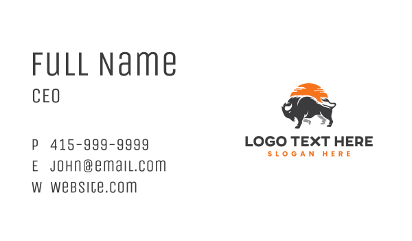Wild Buffalo Sunset Business Card Design Image Preview