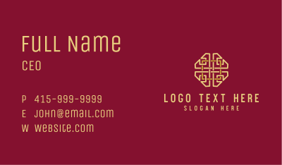 Gold Oriental Hexagon Business Card