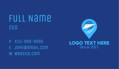 Paper Plane Location Pin Business Card