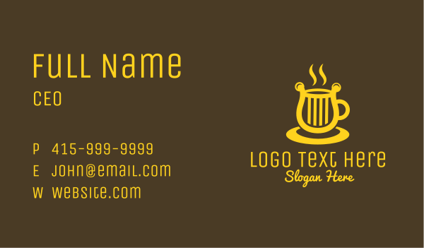 Harp Coffee Cup Business Card Design Image Preview