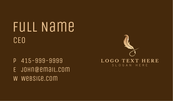 Elegant Plume Quill Business Card Design