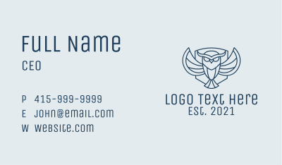 Blue Owl Outline Business Card Image Preview