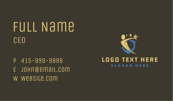 Human Star Shield Business Card Design Image Preview