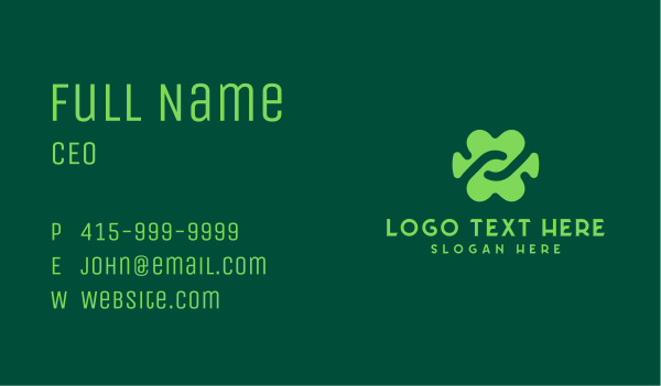 Green Abstract Cloverleaf Business Card Design Image Preview