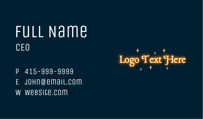 Orange Star Neon Wordmark Business Card Image Preview