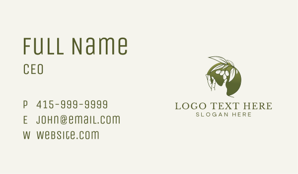 Olive Plant Hand Business Card Design Image Preview
