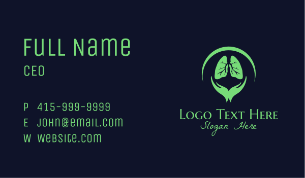 Green Hand Lungs Business Card Design Image Preview