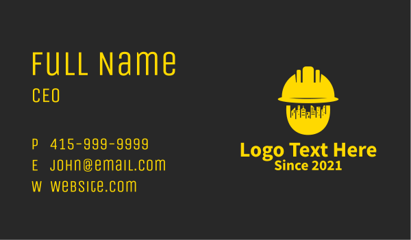 Golden Cityscape Contractor  Business Card Design Image Preview