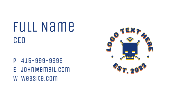 Robotic Skull Emblem  Business Card Design Image Preview