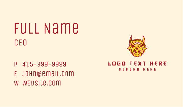 Festive Ox Head Business Card Design Image Preview
