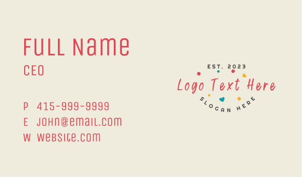 Playful Colorful Wordmark Business Card Design Image Preview