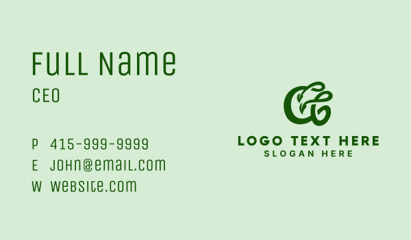 Green Leaf Letter A  Business Card Design Image Preview