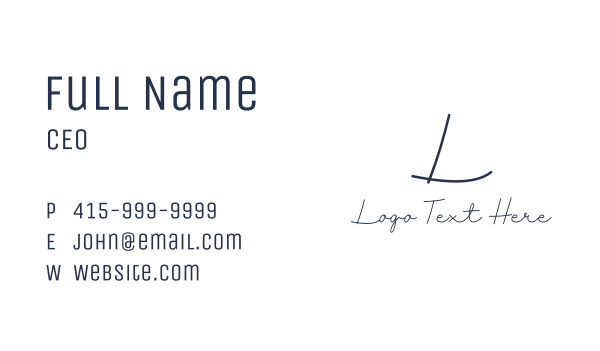 Elegant Handwritter Letter Business Card Design Image Preview