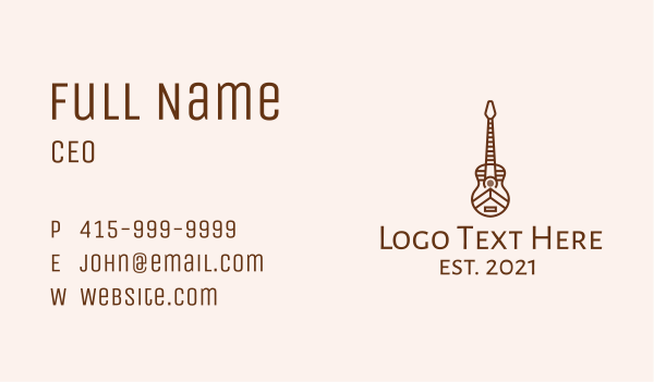 Minimalist Wooden Guitar Business Card Design Image Preview
