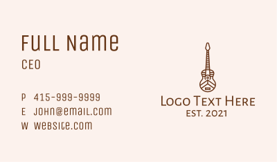 Minimalist Wooden Guitar Business Card Image Preview