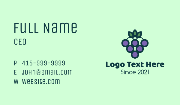 Organic Grapes Fruit  Business Card Design Image Preview