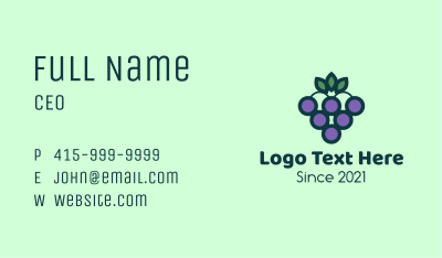 Organic Grapes Fruit  Business Card Image Preview
