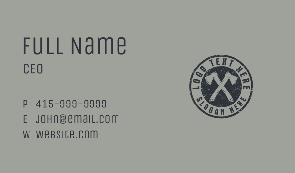 Gray Rustic Axe  Business Card Design Image Preview