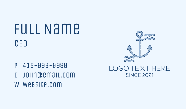 Blue Anchor Nautical  Business Card Design Image Preview