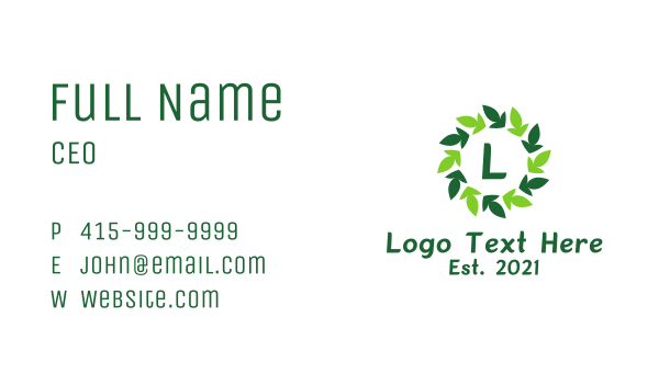 Leaf Wreath Letter  Business Card Design Image Preview