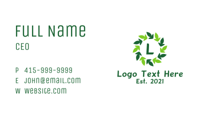 Leaf Wreath Letter  Business Card Image Preview