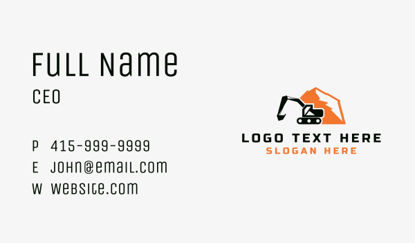 Mountain Excavator Machinery Business Card Design Image Preview