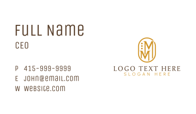 Elegant Golden Letter M  Business Card Image Preview