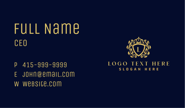 Premium Crown Shield Business Card Design Image Preview