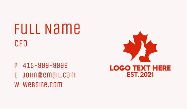 Red Maple Leaf Woman Business Card Design Image Preview
