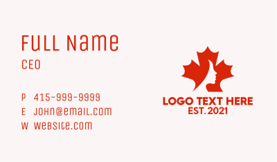 Red Maple Leaf Woman Business Card Image Preview